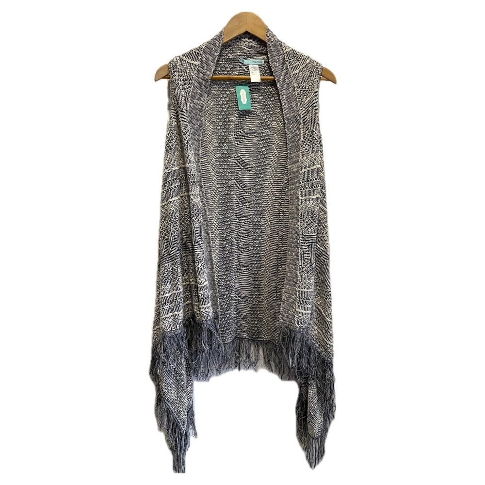 NWT-Sz.L-Maurice’s Open Fringed Sleeveless Cardigan